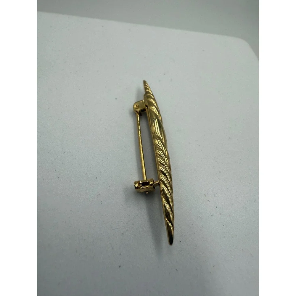 Vintage Gold Tone Textured Spiral Tapered Bar‎ Brooch Pin 2 Inch